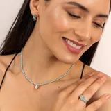 Aros de plata 925 con piedra rectangular de ónix paraiba.