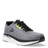 Championes deportivos Push de color negro, confeccionados en tejido de malla transpirable con detalles en gris. Presentan cierre mediante cordones, suela con amortiguación y logo de la marca en el lateral y la lengüeta.