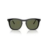 Lentes de sol Ray-Ban con montura cuadrada de acetato negro y lentes verdes.