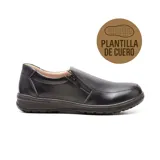 Zapato casual negro Korium Confort modelo Katie, de cuero con plantilla de cuero y cierre lateral con cremallera.