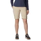 Pantalón convertible de senderismo color beige, con perneras desmontables mediante cremallera que permiten transformarlo en shorts. Cuenta con bolsillos laterales y traseros, diseñado con tecnología de protección solar.