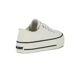 Championes urbanos Pony modelo Fifth Ave, color blanco con plataforma y detalles en negro.