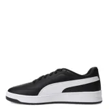 Championes Puma modelo Court Classic Clean, de diseño urbano inspirado en el baloncesto retro. Presentan un exterior de material sintético en color negro con la icónica franja lateral de la marca en blanco y suela de goma blanca. Incluyen plantilla SoftFoam+ para mayor amortiguación y cierre con cordones.