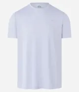 Remera deportiva de manga corta y cuello redondo, confeccionada en tejido de malla de poliéster. Presenta un diseño liso en color marrón con recortes laterales en poliamida.