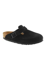 Zueco Birkenstock Boston Sfb Leve, color negro, con plantilla anatómica de corcho y látex, capellada de ante y suela de EVA.