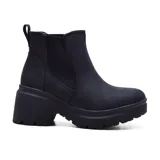 Botín Chelsea Skechers Bobs Tango de mujer, color negro, con capellada de tejido y paneles laterales elásticos. Cuenta con plantilla acolchada Skechers Memory Foam y suela con tacos.