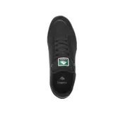 Championes de skate Emerica modelo Gamma, color negro con detalles en verde en la lengüeta. Presentan una construcción resistente con paneles de gamuza y material sintético, suela de goma vulcanizada y logo de la marca en el lateral y lengüeta.