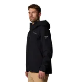 Campera impermeable Columbia Titanium Northwest Explorer de color negro, con capucha fija, cierre frontal sellado y bolsillos laterales con cremallera.