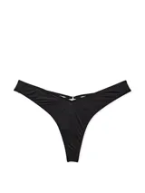 Panty tipo tanga de tiro alto en color negro, con diseño cavado de silueta en V.