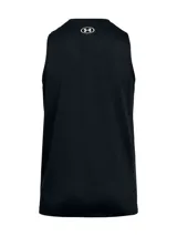 Musculosa deportiva Under Armour de corte holgado, confeccionada en tejido técnico de secado rápido con tecnología anti-olor. Presenta cuello redondo y logo de la marca estampado en el pecho.