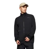 Chaqueta Merrell Lawrence de forro polar negro, ligera y elástica, con cierre frontal completo, cuello alto y bolsillos delanteros en la cintura.