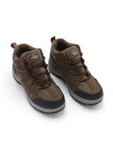 Bota de trekking Forum, color azul marino con detalles en negro y suela gris. Presenta un diseño de caña media con cordones, confeccionada en una combinación de malla y material sintético resistente.