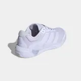 Championes de entrenamiento Adidas Dropset 4 Power en color blanco, diseñados para fuerza funcional y levantamiento de pesas. Con exterior de malla transpirable, tecnología Repetitor y pods Geofit en el talón.