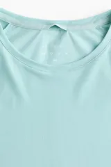 Camiseta de deporte en tejido funcional con tecnología DryMove™, corte estándar, cuello redondo y mangas largas con abertura para el pulgar, en color verde menta.