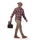 Camisa de viyela a cuadros rojos, azules y blancos, de manga larga y corte clásico.