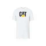 Remera blanca de algodón con logo de CAT en el pecho.