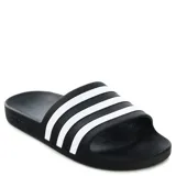 Chanclas Adidas Adilette Aqua negras con tres tiras blancas.