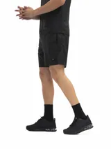 Short deportivo negro de poliéster con logo estampado en la pierna.