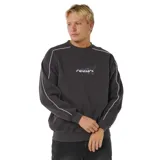 Buzo de cuello redondo Rip Curl, color negro, con detalles de líneas blancas en las mangas y logo estampado en el pecho.