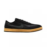 Championes Nike SB FC Classic, color negro con suela de goma color caramelo. Presentan una combinación de cuero texturizado y gamuza en la parte superior, con el icónico logo de Nike en el lateral.