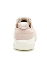Sneaker Caterpillar modelo Hex Lite Qt para mujer, en color rosado. Presenta capellada de gamuza con revestimiento metalizado, cordones tono sobre tono y suela chunky de EVA color blanco con diseño texturizado.