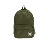 Mochila Converse Speed 3 en color verde militar, con compartimento principal y bolsillo frontal con cierre. Incluye el logo clásico de la estrella de Converse bordado en blanco en la parte inferior.