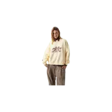 Buzo de cuello redondo Eme Studios modelo Mbuddy Sunlight Oversized Crewneck, color amarillo claro con diseño gráfico estampado en el pecho en tono marrón.