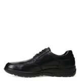 Zapato de vestir para hombre, confeccionado en cuero negro con cierre de cordones, costuras reforzadas y suela de goma antideslizante.
