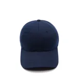 Gorra de béisbol azul marino de sarga de algodón con logo de cocodrilo bordado en el lateral.