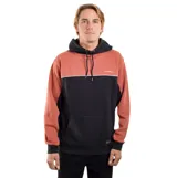 Canguro O'Neill con diseño color block en tonos terracota y negro, con capucha ajustable, bolsillo frontal tipo canguro y logo bordado en el pecho.