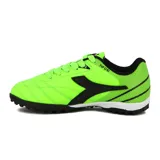Championes de fútbol Diadora Tifosi Tf T, color verde flúor con detalles en negro y suela negra con tapones.