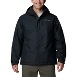 Campera impermeable Columbia Hikebound II Insulated Jacket de color negro, con capucha ajustable, cierre frontal con cremallera y solapa de velcro. Cuenta con bolsillos laterales y en el pecho con cierre, tecnología térmica reflectante Omni-Heat y costuras selladas Omni-Tech.