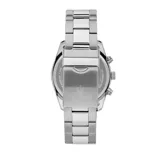 Reloj Maserati Attrazione con caja de acero inoxidable plateada de 43mm, esfera blanca con detalles en negro y correa de acero inoxidable.