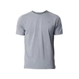 Remera gris de New Balance para hombre, de manga corta y cuello redondo. Cuenta con tecnología ICEx de secado rápido y tejido de malla transpirable.