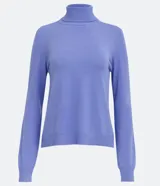 Blusa alargada de punto de la marca Blue Steel, color celeste, con manga larga y cuello alto.