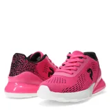 Championes deportivos Push modelo Mati, de color azul marino con detalles en fucsia y suela blanca. Presentan un diseño de tejido de malla transpirable, cierre con cordones y refuerzo en el talón.