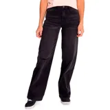 Jeans de mujer color negro lavado (asphalt stone) con diseño de 5 bolsillos, cierre de cremallera y broche de marca. Tienen un corte ajustado a lo largo de la pierna.