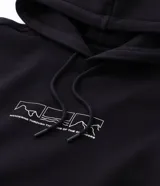 Buzo con capucha ajustable y bolsillo canguro delantero, confeccionado en tejido de algodón con felpa. Presenta un diseño de corte holgado con una estampa lineal de montañas en el centro del pecho.