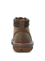 Botín de cuero color marrón con ajuste a cordones, cuello acolchado en tono oscuro y suela tecnológica Spinal Flex para mayor amortiguación y estabilidad.