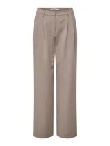 Pantalon sastrero de tiro alto color gris oscuro, de corte ancho y pinzas frontales.