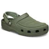 Zuecos Crocs modelo Classic Clog Yukon Vista II para hombre, color gris oscuro, con parte superior de piel sintética y correa ajustable en el talón.