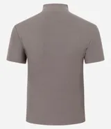 Blusa básica de ribana color marrón, con cuello alto y mangas cortas.