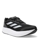 Championes Adidas Duramo Speed, color negro con detalles en blanco y gris, ideales para running.