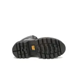 Bota Caterpillar modelo Colorado Max, de cuero liso color negro con suela alta de goma tipo plataforma y cordones.