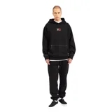 Canguro negro con capucha, bolsillo frontal tipo canguro y logo de Element estampado en el pecho.