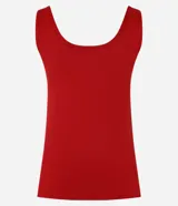 Blusa musculosa Cortelle de poliamida color naranja, con escote en U y tirantes anchos.