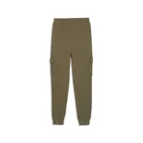 Pantalón cargo de algodón color verde oliva, con bolsillos laterales tipo cargo, puños elásticos en los tobillos y logo de la marca estampado en blanco en la pierna.