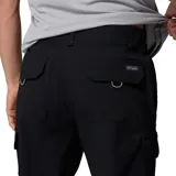 Pantalon de senderismo color negro, de corte recto, con cintura ajustable mediante cordón, presilla utilitaria, bolsillos laterales, bolsillos de carga con cierre de velcro y bolsillo de seguridad con cremallera.