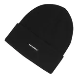 Gorro de lana negro con dobladillo y logo de New Balance en etiqueta cosida.