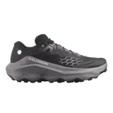 Championes de trail running Salomon modelo Ultra Glide 4, color negro con suela gris con diseño de panal, capellada de malla transpirable y entresuela amortiguada.